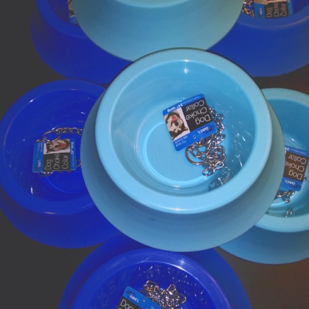 NEW! 6 DOG Dishes and 7 Choke Collars